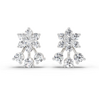 1.09 Carat Round Floral Stud Earrings 14K - White Gold