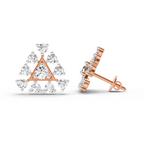 0.91 Carat Round Triangle Stud Earrings 14K - Rose Gold