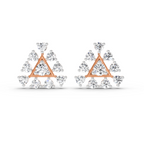 0.91 Carat Round Triangle Stud Earrings 14K - Rose Gold