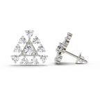 0.91 Carat Round Triangle Stud Earrings 14K - White Gold