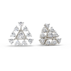 0.91 Carat Round Triangle Stud Earrings 14K - White Gold
