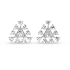 0.91 Carat Round Triangle Stud Earrings 14K - White Gold