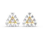 0.91 Carat Round Triangle Stud Earrings 14K