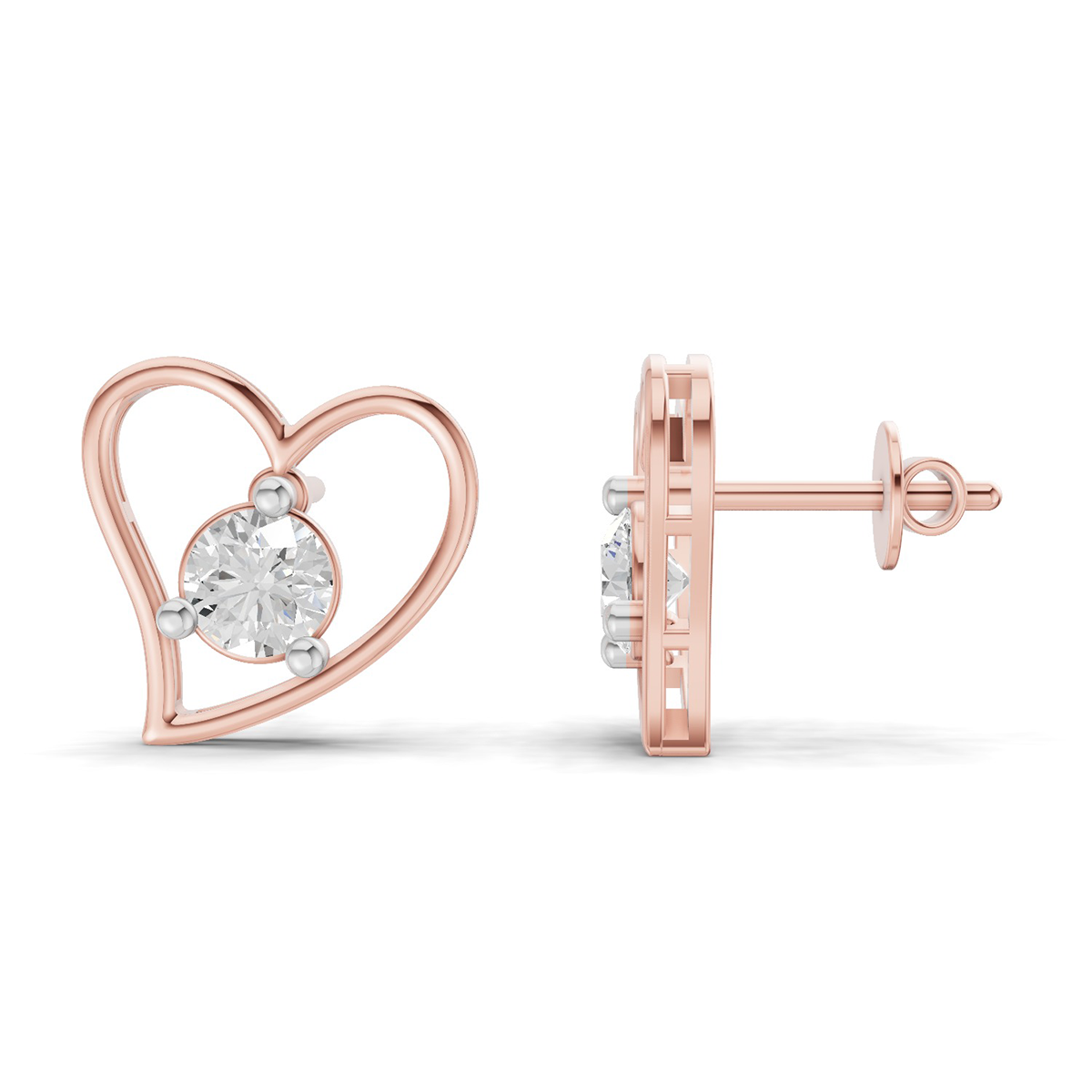 0.8 Carat Eternal Heart Studs Diamond Earrings 14K - Rose Gold