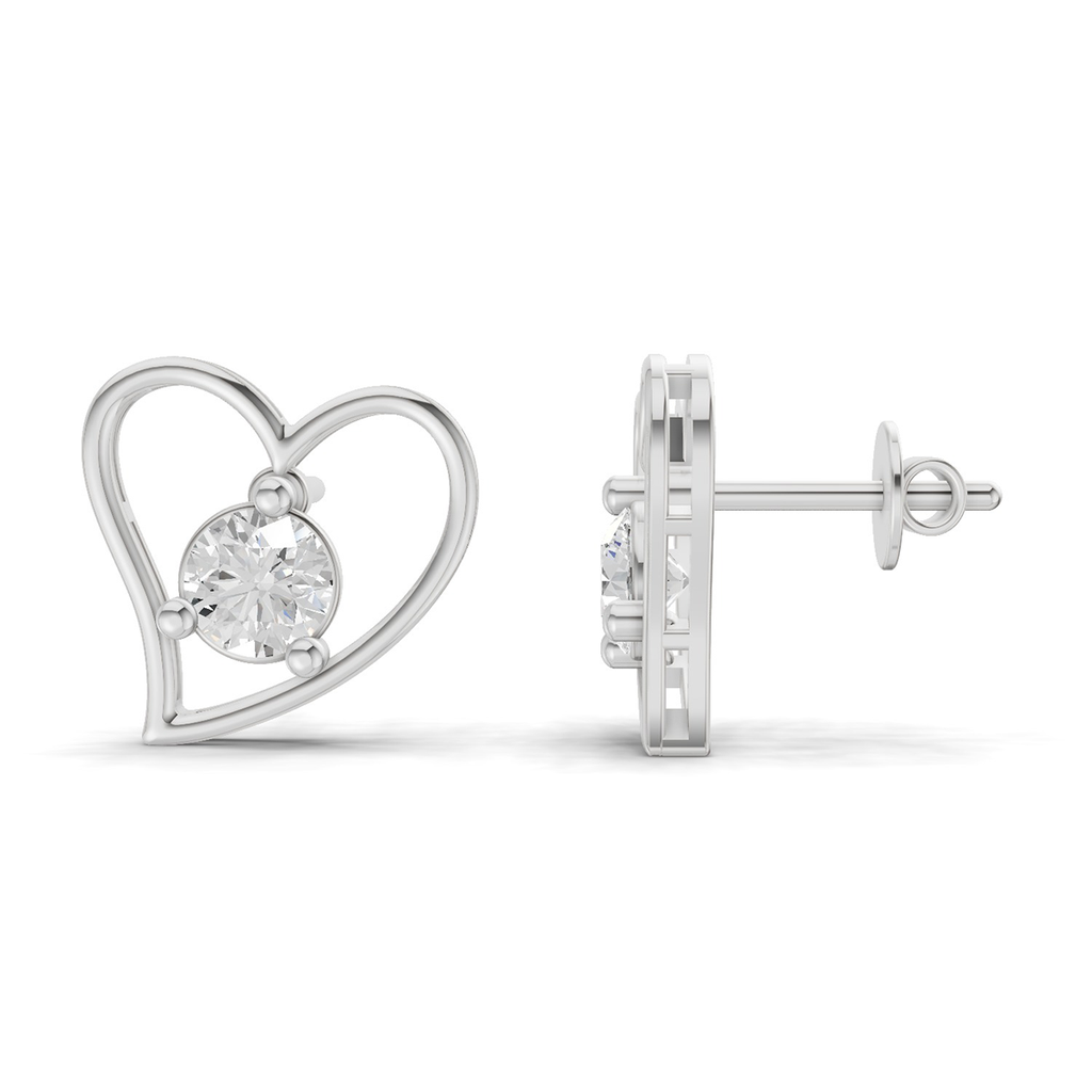 0.8 Carat Eternal Heart Studs Diamond Earrings 14K - White Gold