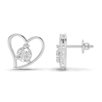 0.8 Carat Eternal Heart Studs Diamond Earrings 14K - White Gold
