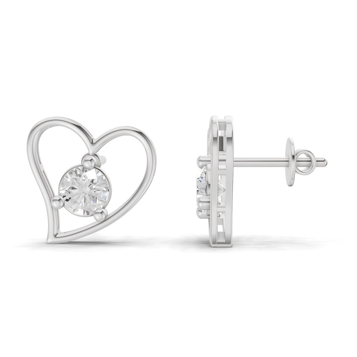 0.8 Carat Eternal Heart Studs Diamond Earrings 14K - White Gold