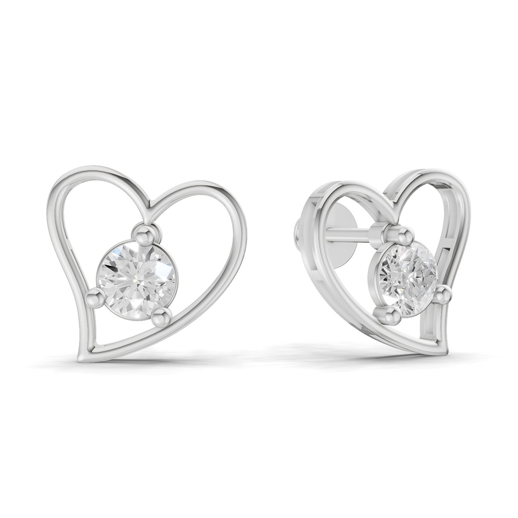 0.8 Carat Eternal Heart Studs Diamond Earrings 14K - White Gold