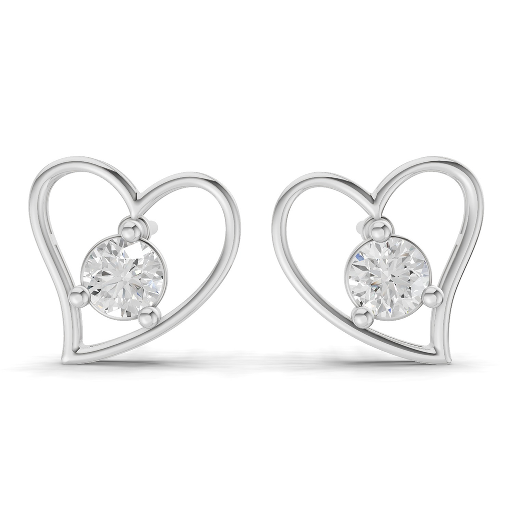 0.8 Carat Eternal Heart Studs Diamond Earrings 14K - White Gold