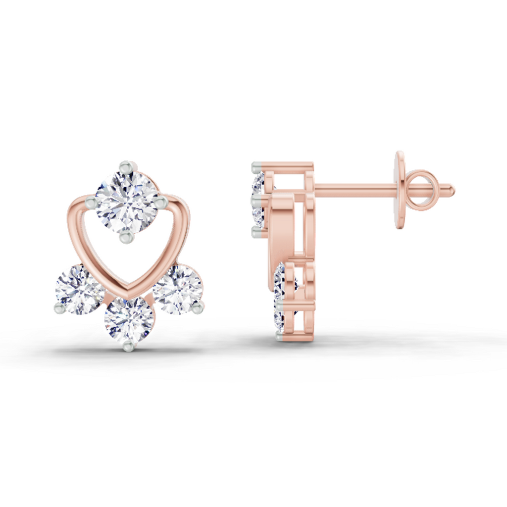 0.80 Carat Round Earrings 14Kt - Rose Gold