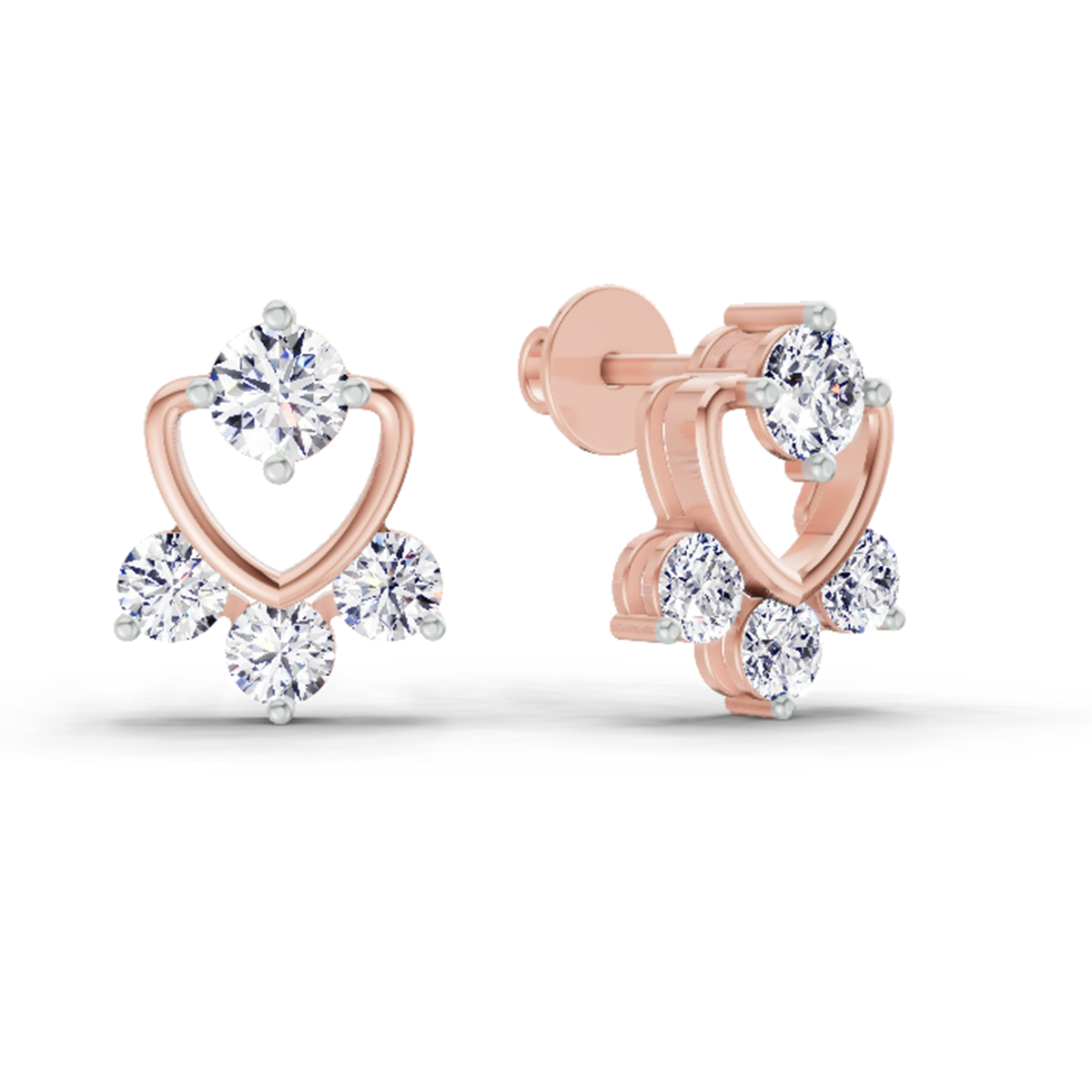 0.80 Carat Round Earrings 14Kt - Rose Gold
