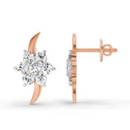 0.97 Carat Round Flower Stud Earrings 14K - Rose Gold