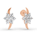 0.97 Carat Round Flower Stud Earrings 14K - Rose Gold