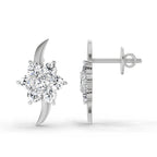 0.97 Carat Round Flower Stud Earrings 14K - White Gold
