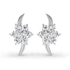 0.97 Carat Round Flower Stud Earrings 14K - White Gold