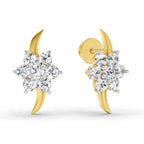 0.97 Carat Round Flower Stud Earrings 14K