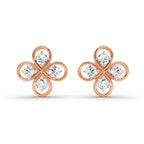 0.85 Carat Round Clover Stud Earrings 14K - Rose Gold