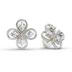 0.85 Carat Round Clover Stud Earrings 14K - White Gold