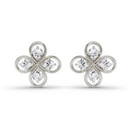 0.85 Carat Round Clover Stud Earrings 14K - White Gold