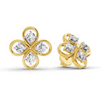 0.85 Carat Round Clover Stud Earrings 14K