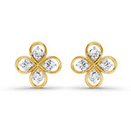 0.85 Carat Round Clover Stud Earrings 14K