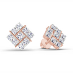 0.97 Carat Square Cluster Stud Earrings 14K - Rose Gold