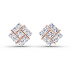0.97 Carat Square Cluster Stud Earrings 14K - Rose Gold