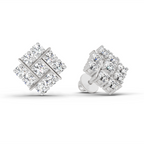 0.97 Carat Square Cluster Stud Earrings 14K - White Gold