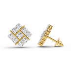 0.97 Carat Square Cluster Stud Earrings 14K