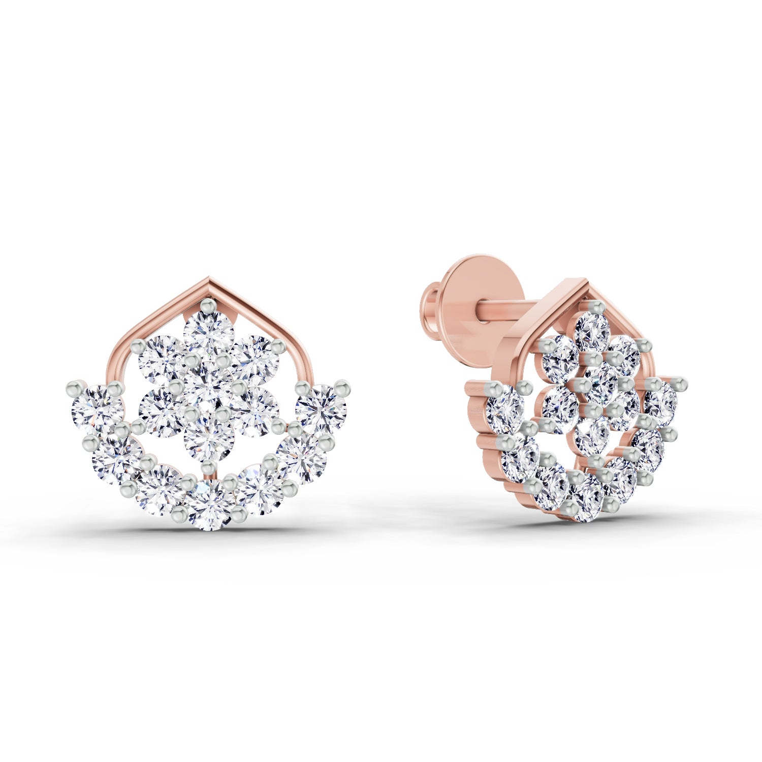 0.98 Carat Round Stud Earrings 14K - Rose Gold
