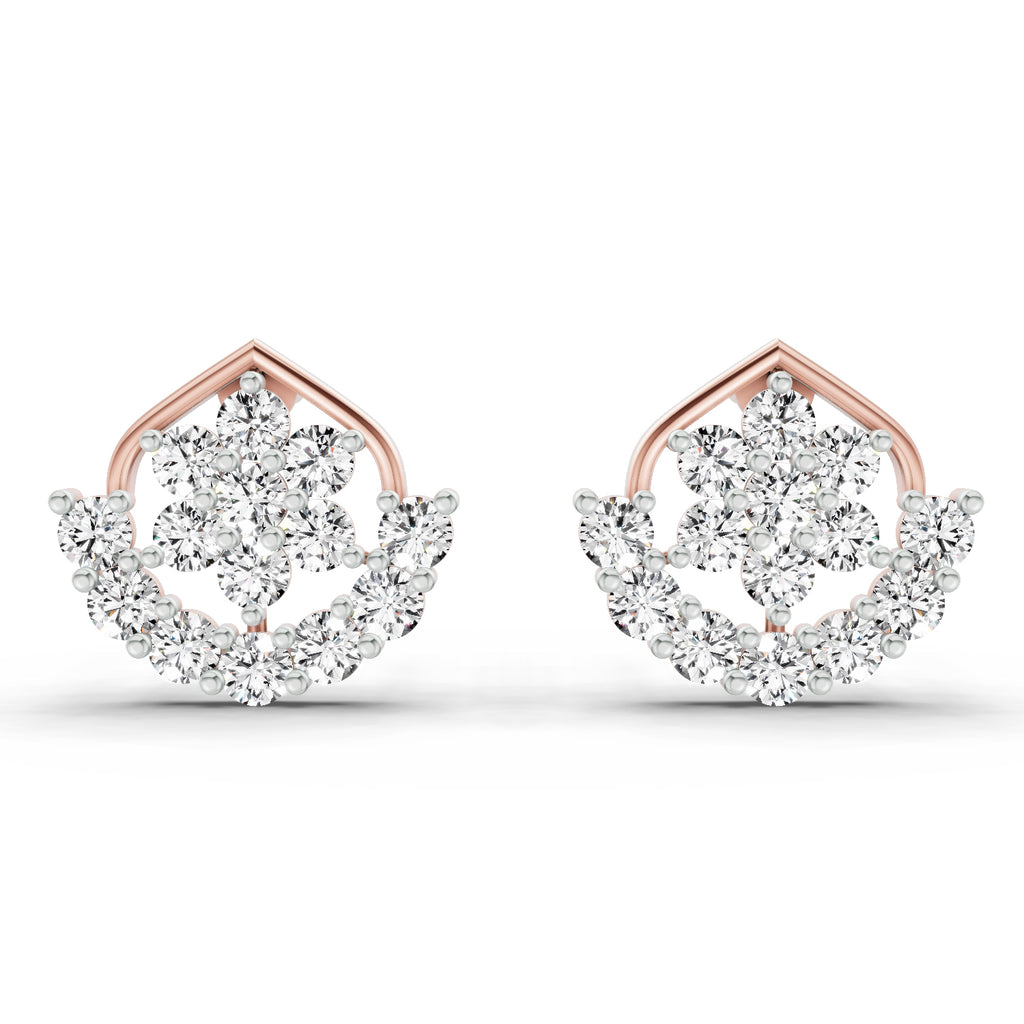 0.98 Carat Round Stud Earrings 14K - Rose Gold