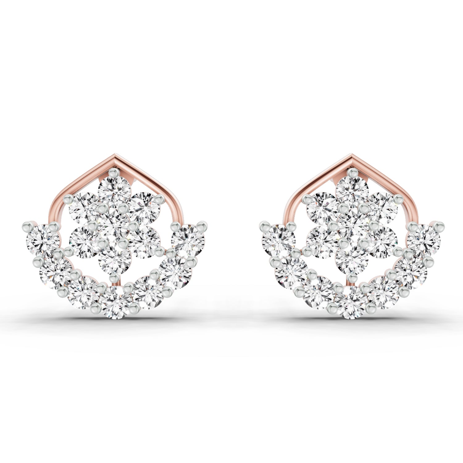 0.98 Carat Round Stud Earrings 14K - Rose Gold