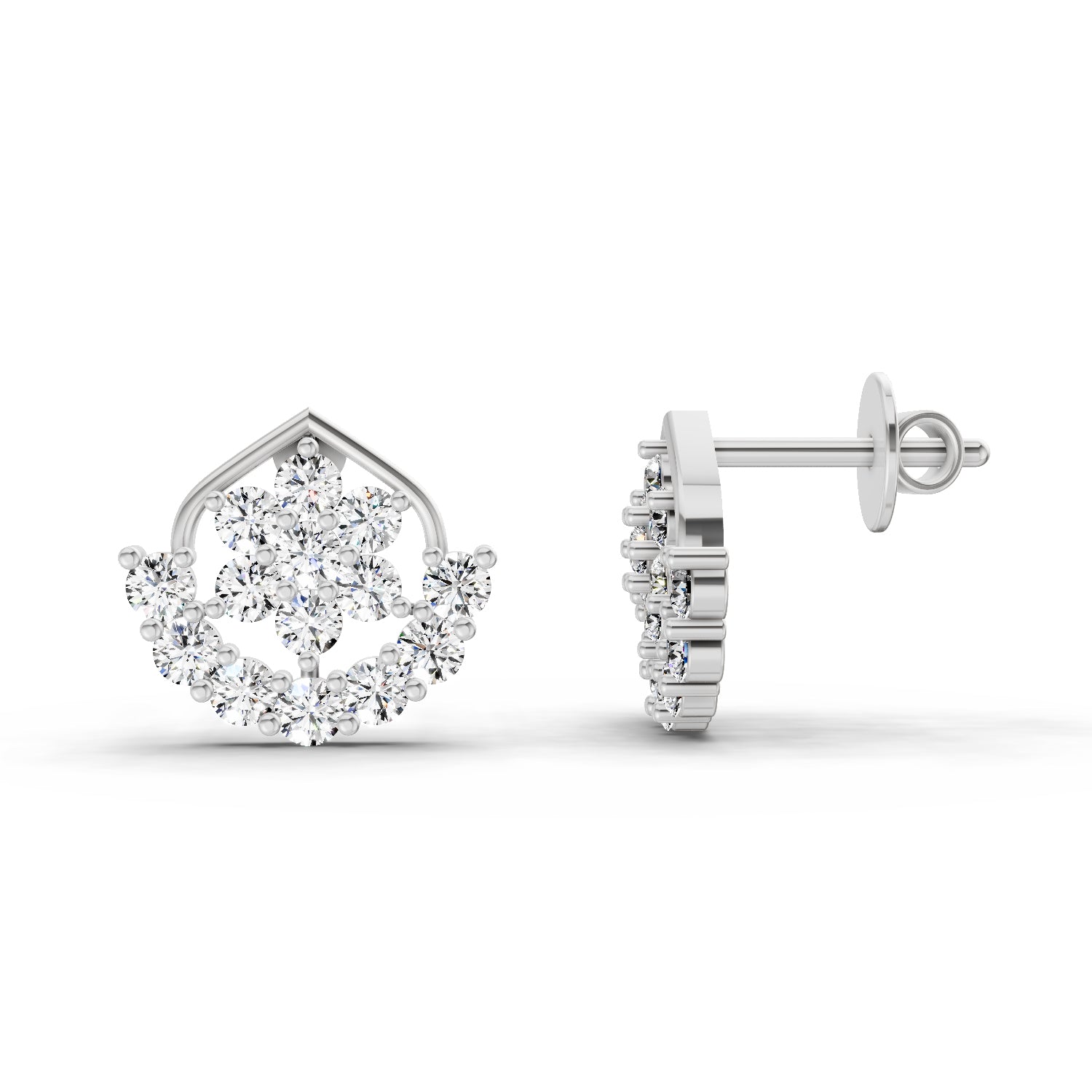 0.98 Carat Round Stud Earrings 14K - White Gold