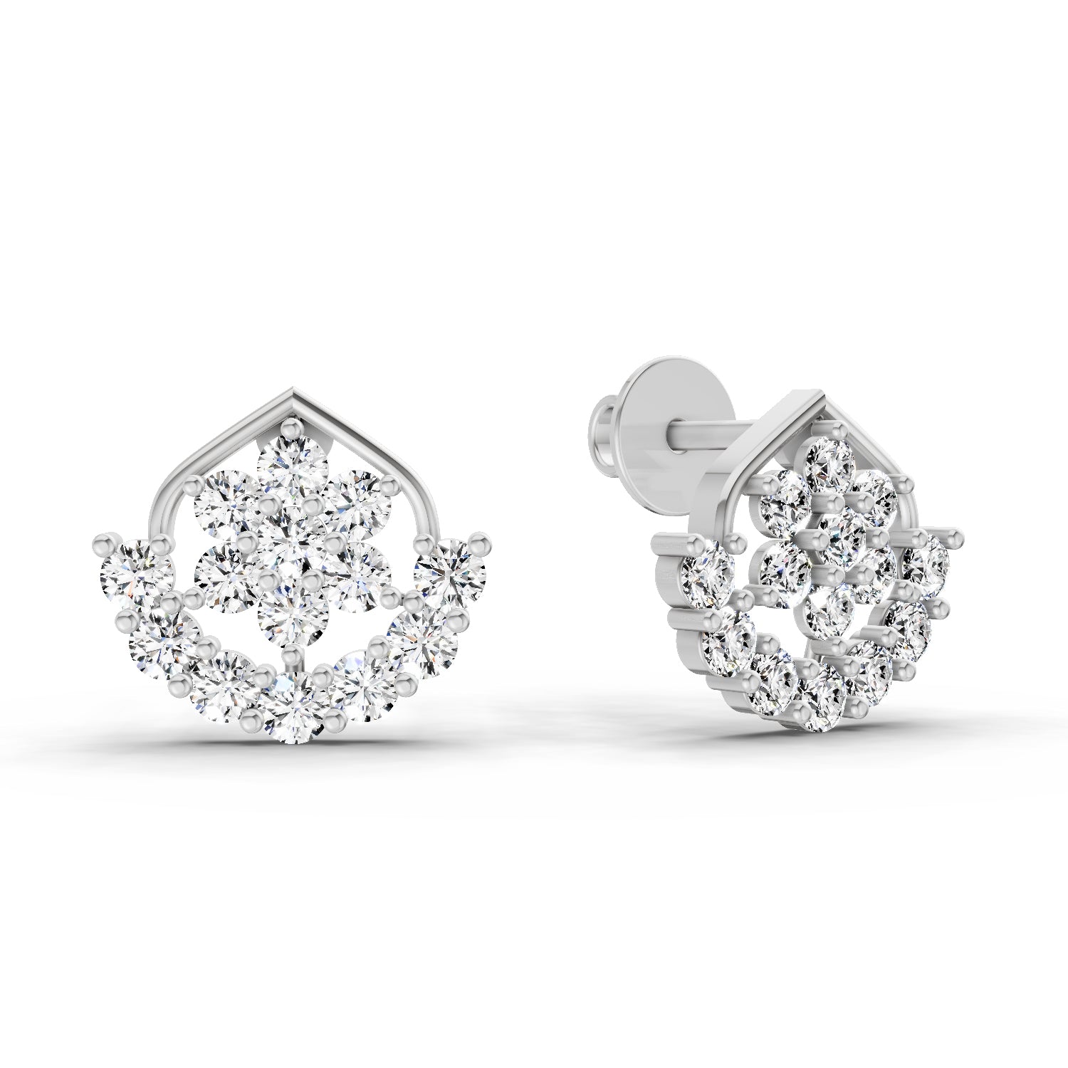 0.98 Carat Round Stud Earrings 14K - White Gold