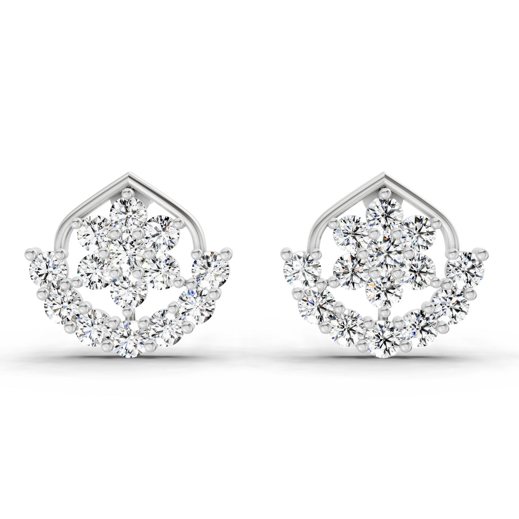 0.98 Carat Round Stud Earrings 14K - White Gold
