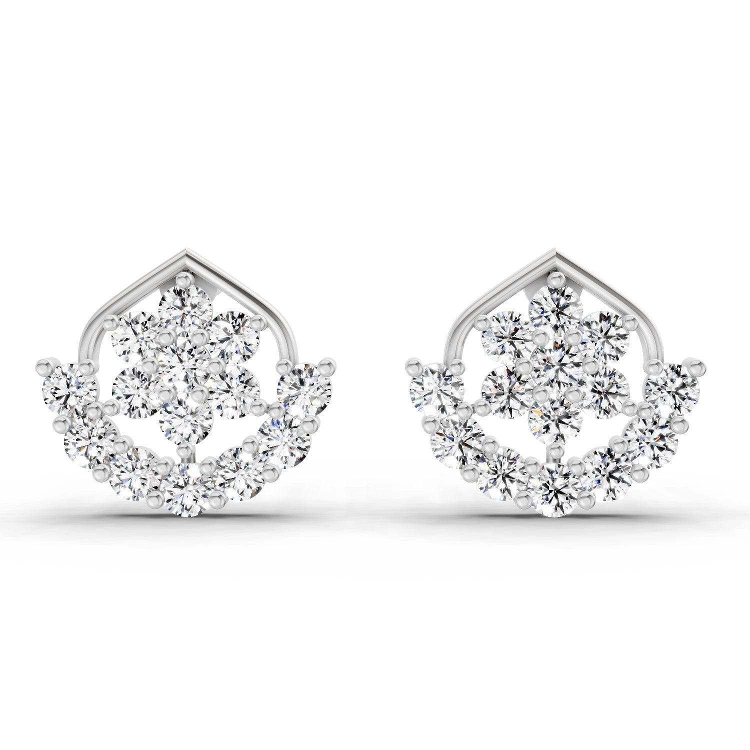 0.98 Carat Round Stud Earrings 14K - White Gold