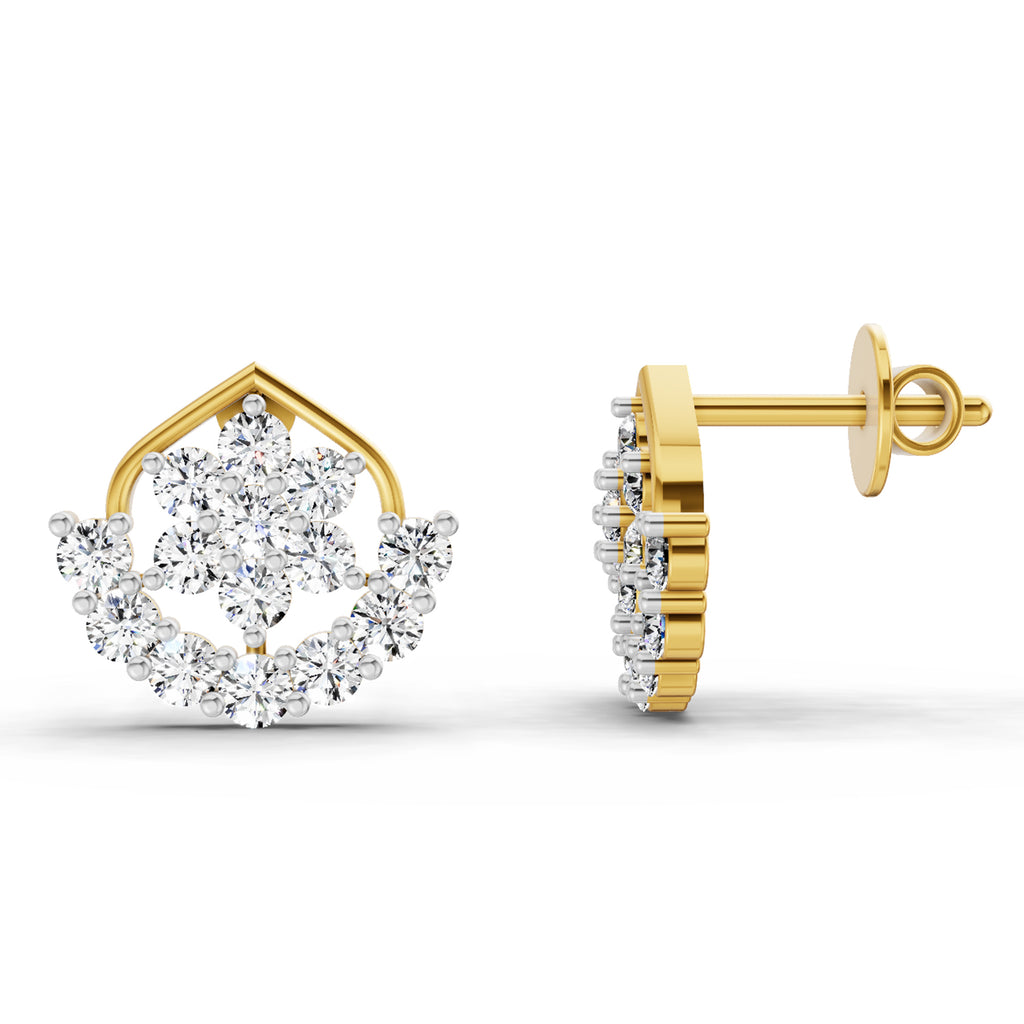0.98 Carat Round Stud Earrings 14K