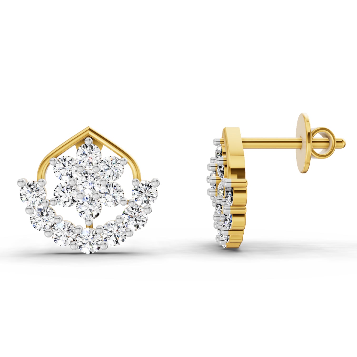 0.98 Carat Round Stud Earrings 14K