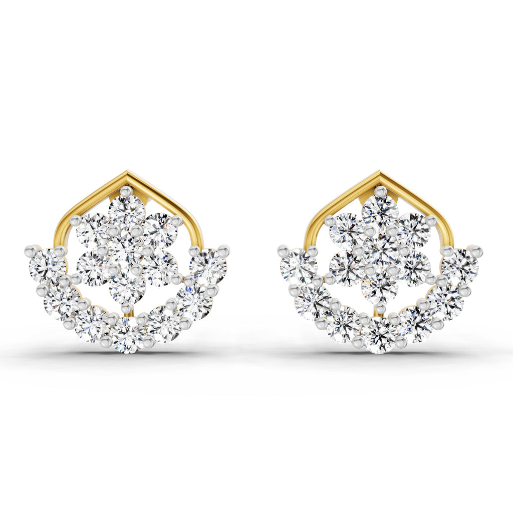 0.98 Carat Round Stud Earrings 14K