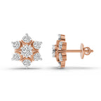 0.92 Carat Round Flower Stud Earrings 14K - Rose Gold