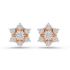 0.92 Carat Round Flower Stud Earrings 14K - Rose Gold