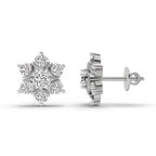 0.92 Carat Round Flower Stud Earrings 14K - White Gold