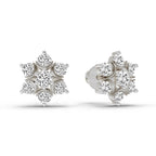 0.92 Carat Round Flower Stud Earrings 14K - White Gold