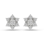 0.92 Carat Round Flower Stud Earrings 14K - White Gold