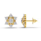 0.92 Carat Round Flower Stud Earrings 14K