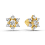 0.92 Carat Round Flower Stud Earrings 14K