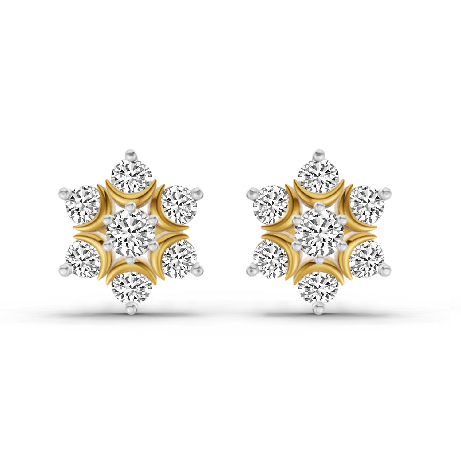 0.92 Carat Round Flower Stud Earrings 14K