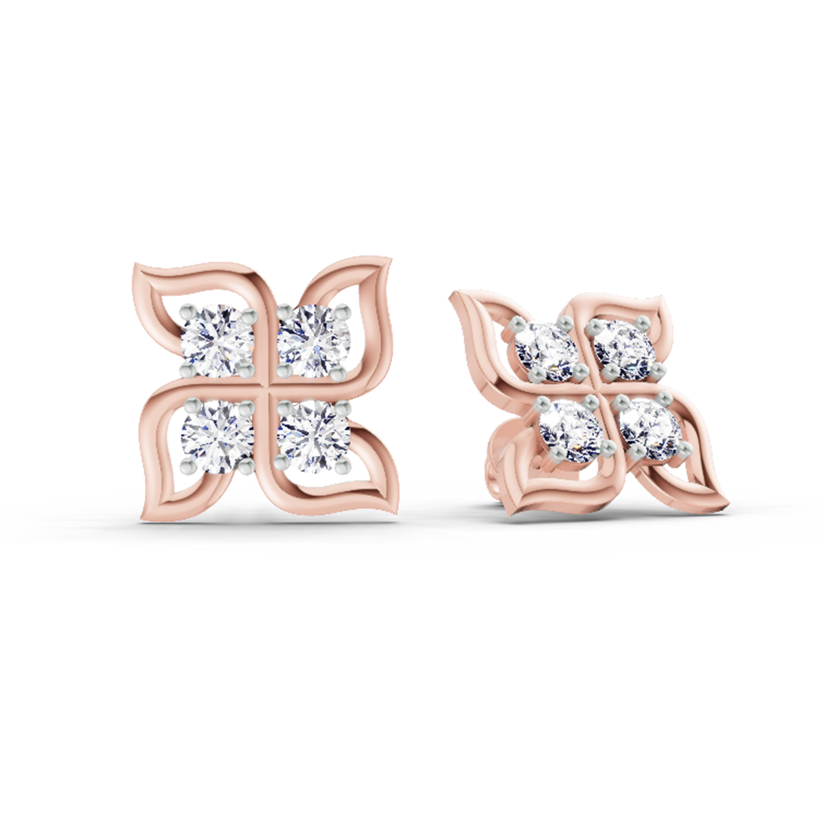 1 Carat Quatrefoil Stud Earrings 14K - Rose Gold