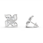 1 Carat Quatrefoil Stud Earrings 14K - White Gold
