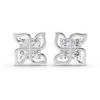 1 Carat Quatrefoil Stud Earrings 14K - White Gold